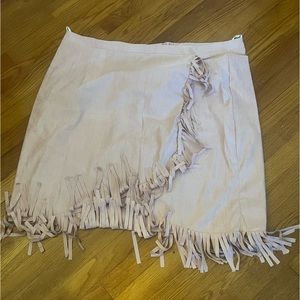 Plus size pink fringe wrap skirt